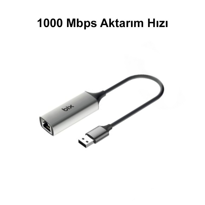 Bix ADP-08 USB 3.0 Gigabit Ethernet Dönüştürücü Adaptör Bix ADP-08 USB 3.0 Gigabit Ethernet Dönüştürücü Adaptör
