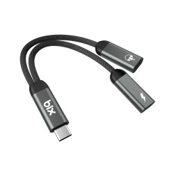 Bix ADP-13 Type-C to Çift Type-C Adaptör ve 15W Hızlı Şarj Dönüştürücü