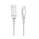 Bix Android İçin Ultra Güçlendirilmiş Micro USB Şarj Kablosu Beyaz