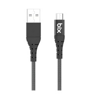 Bix Android İçin Ultra Güçlendirilmiş Micro USB Şarj Kablosu Siyah