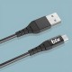 Bix Android İçin Ultra Güçlendirilmiş Micro USB Şarj Kablosu Siyah