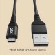 Bix Android İçin Ultra Güçlendirilmiş Micro USB Şarj Kablosu Siyah