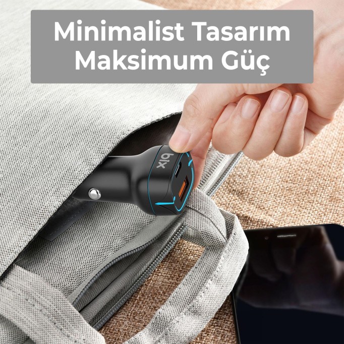Bix BX-CCP36WT 36W QC 3.0 USB PD Araç İçi Hızlı Şarj Adaptörü Siyah