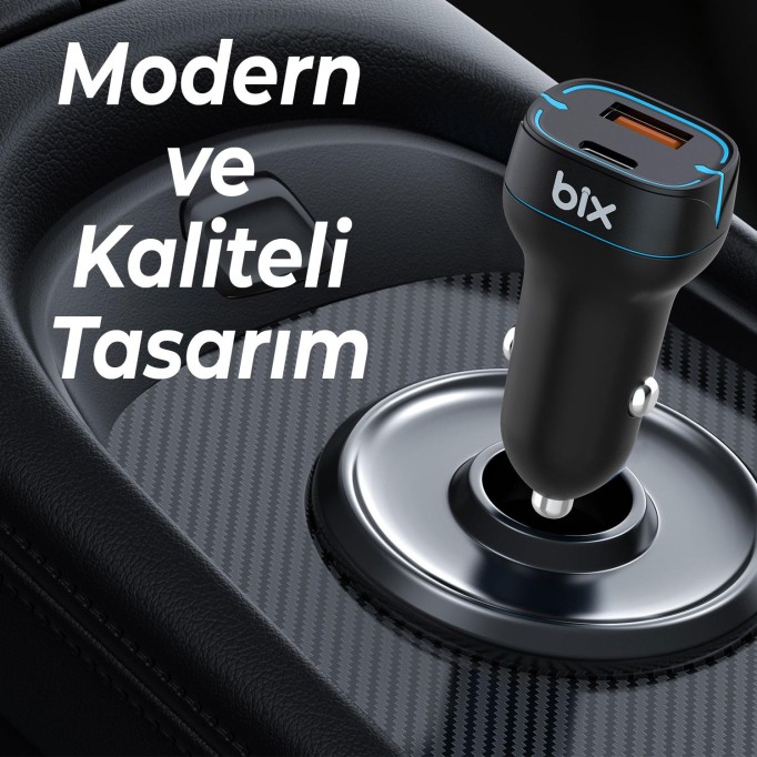Bix BX-CCP36WT 36W QC 3.0 USB PD Araç İçi Hızlı Şarj Adaptörü Siyah