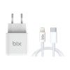 Bix BX-CL20TA 20W PD Hızlı Şarj Adaptörü + 3A USB-C'den Lightning Kablo