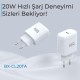 Bix BX-CL20TA 20W PD Hızlı Şarj Adaptörü + 3A USB-Cden Lightning Kablo