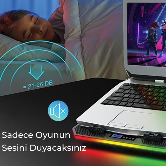 Bix BX-CP02G RGB Aydınlatmalı Gaming Notebook Soğutucu