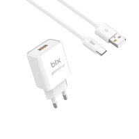 Bix BX-T18QTA 18W Qualcomm Hızlı Şarj Aleti ve Type-C Şarj Kablosu 1 Metre