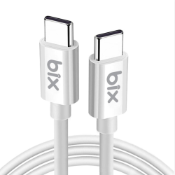 Beyaz Bix BX-UC02C 60W Type-C to Type-C Hızlı Şarj ve Data Kablosu 1 Metre Beyaz