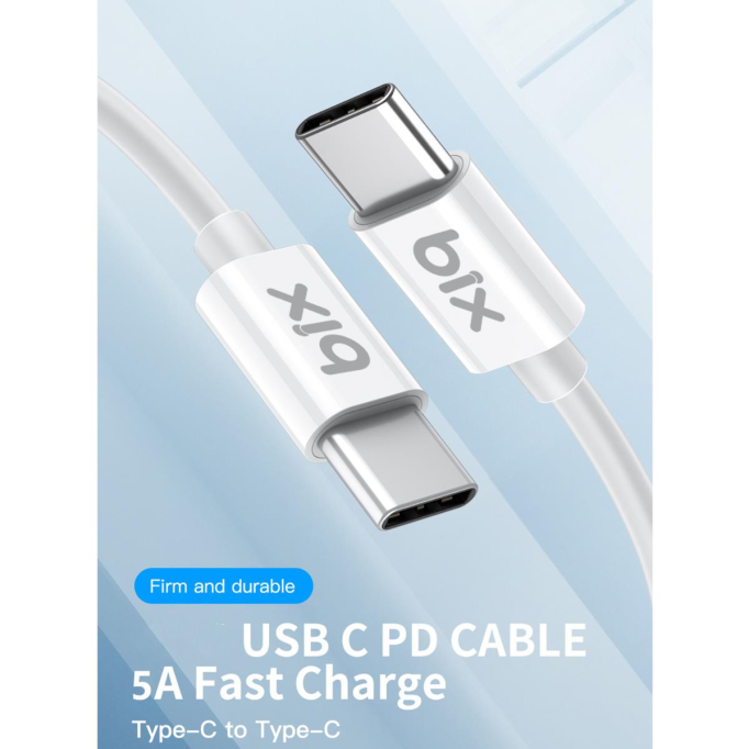 Bix BX-UC02C 60W Type-C to Type-C Hızlı Şarj ve Data Kablosu 1 Metre Bix BX-UC02C 60W Type-C to Type-C Hızlı Şarj ve Data Kablosu 1 Metre
