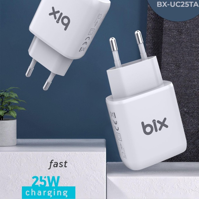 Bix BX-UC25TA 25W PD Hızlı Şarj Adaptörü + 5A Type-C Kablo