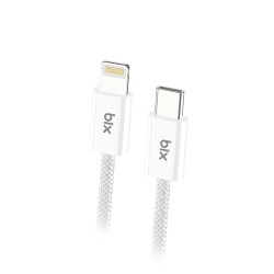 Bix BX03CL 27W Type-C to Lightning iPhone Örgülü Data ve Şarj Kablosu Beyaz 1 Metre