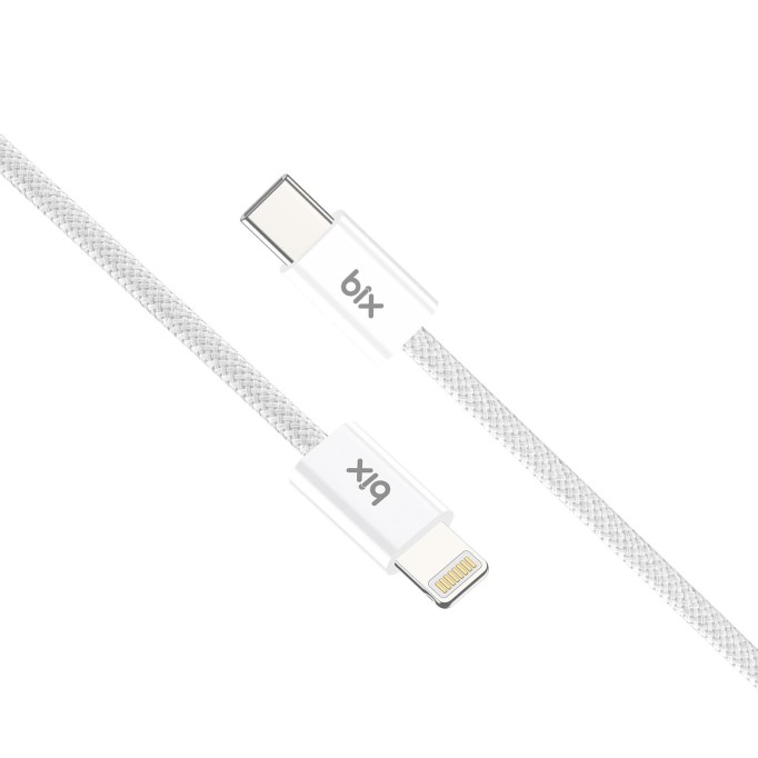 Bix BX03CL 27W Type-C to Lightning iPhone Örgülü Data ve Şarj Kablosu Beyaz 1 Metre
