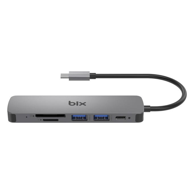 Bix BX09HB Type-C to 2*USB 3.2 4K/30Hz HDMI SD TF Kart Okuyucu Çoklayıcı Hub Adaptör