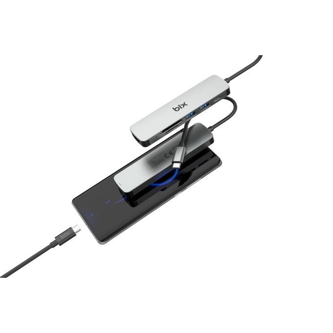 Bix BX09HB Type-C to 2*USB 3.2 4K/30Hz HDMI SD TF Kart Okuyucu Çoklayıcı Hub Adaptör