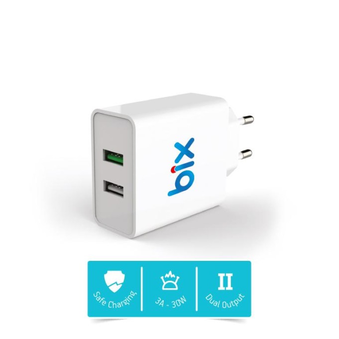 Bix Çift Çıkışlı Quick Charge 3.0 Hızlı Şarj Cihazı