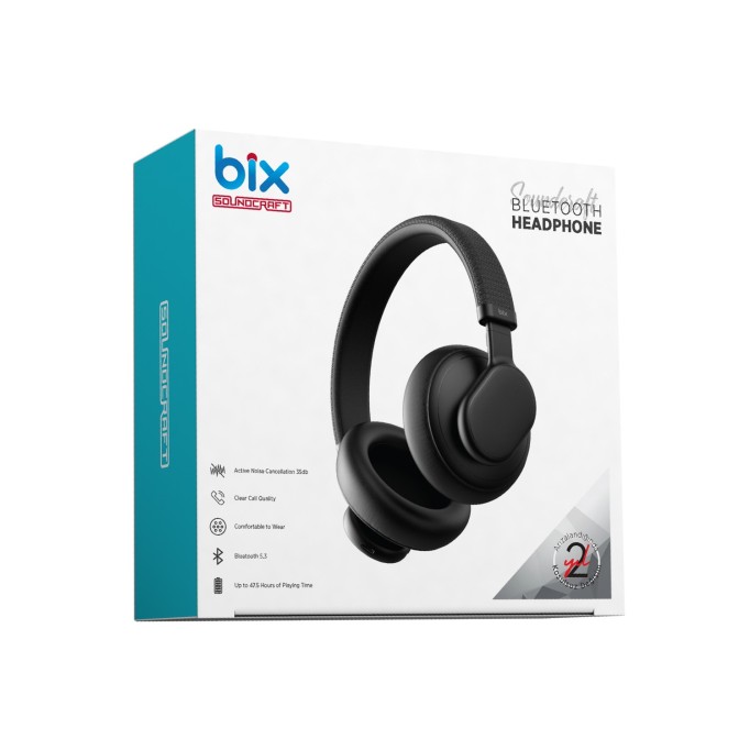 Bix H1 ANC Soundcraft Hibrit Aktif Gürültü Engelleme 47.5 Saat Çalma Süreli Bluetooth 5.3 Kulak Üstü Kulaklık