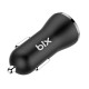 Bix Hızlı Araç Şarj Cihazı Çift USB Çıkışlı QC 3.0 Siyah