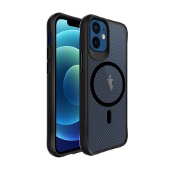 Bix iPhone 12 / 12 Pro Carbon Fiber Force MagSafe Kılıf Anti-Şok Teknolojili Kamera ve Ekran Korumalı