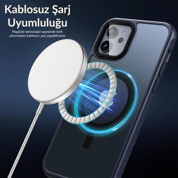 Bix iPhone 12 Pure Rainbow Renk Geçişli Şeffaf Kılıf Çizilmeye Dayanıklı Darbe Emici Parmak İzi Önleyici Mavi
