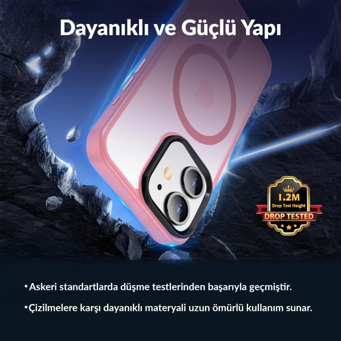 Bix iPhone 12 Pure Rainbow Renk Geçişli Şeffaf Kılıf Çizilmeye Dayanıklı Darbe Emici Parmak İzi Önleyici Pembe