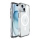 Bix iPhone 13 / 14 / 15 Octagon Hava Yastıklı MagSafe Kılıf Maksimum Korumalı Antrasit Kristal Şeffaf 