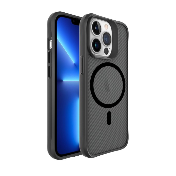 Bix iPhone 13 Pro Carbon Fiber Force MagSafe Kılıf Anti-Şok Teknolojili Kamera ve Ekran Korumalı