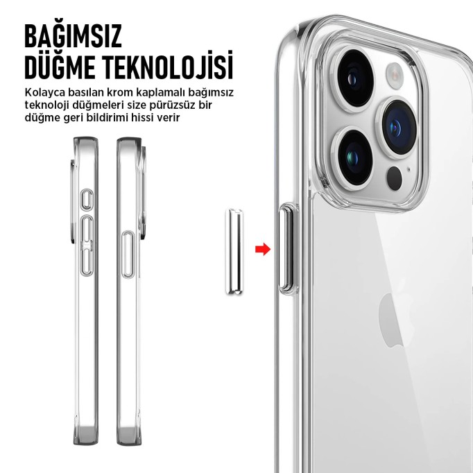 Bix iPhone 14 Plus / 15 Plus Nebula Aqua Transparan Ultra Şeffaf Kılıf Çizilmeye Dayanıklı Tam Kapsamlı Koruma