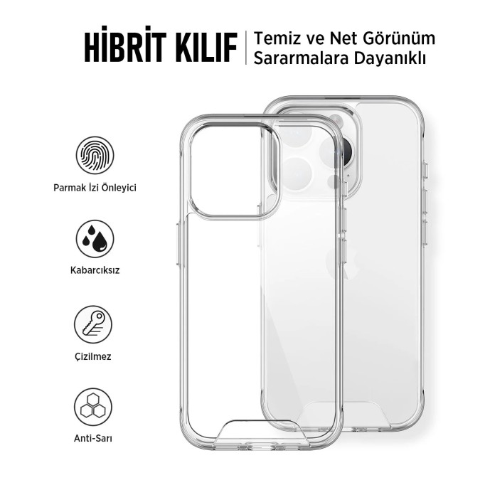 Bix iPhone 14 Plus / 15 Plus Nebula Aqua Transparan Ultra Şeffaf Kılıf Çizilmeye Dayanıklı Tam Kapsamlı Koruma
