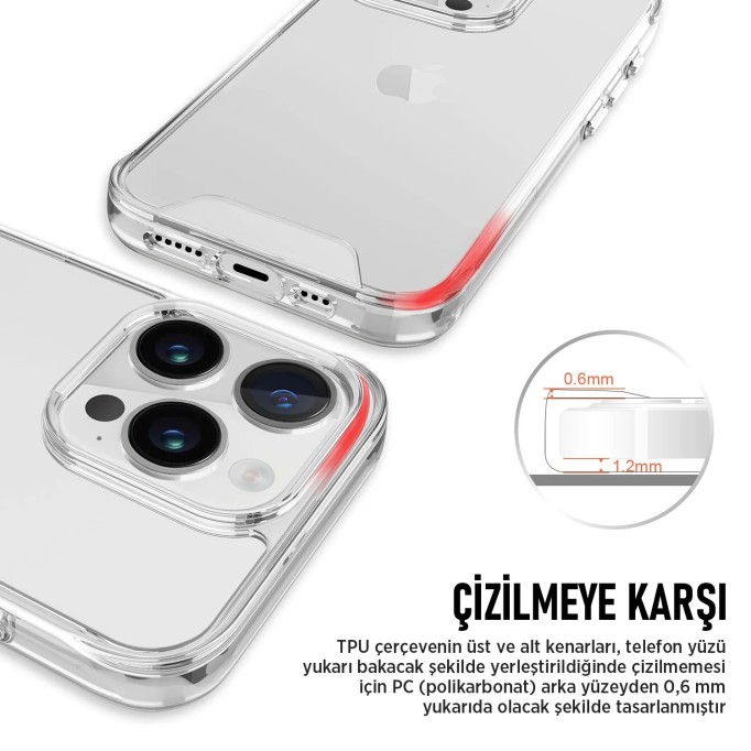 Bix iPhone 14 Plus / 15 Plus Nebula Aqua Transparan Ultra Şeffaf Kılıf Çizilmeye Dayanıklı Tam Kapsamlı Koruma