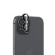 Bix iPhone 15 / 15 Plus Lens Koruyucu Kamera Lensi 9H Gerçek Cam Crystal AR+AF Siyah