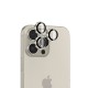 Bix iPhone 15 / 15 Pro Max Safir Lens Koruyucu 3D Kamera Camı 9H Premium Lens Kapağı Doğal Titanyum