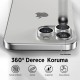 Bix iPhone 15 / 15 Pro Max Safir Lens Koruyucu 3D Kamera Camı 9H Premium Lens Kapağı Mavi Titanyum