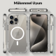 Bix iPhone 15 Pro Max Octagon Hava Yastıklı MagSafe Kılıf Maksimum Korumalı Antrasit Kristal Şeffaf 