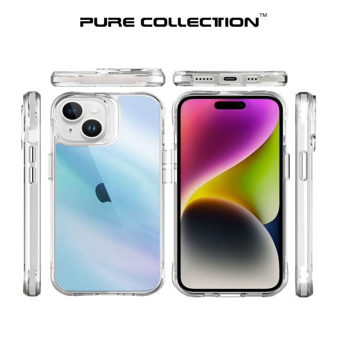 Bix iPhone 15 Pure Rainbow Renk Geçişli Şeffaf Kılıf Çizilmeye Dayanıklı Darbe Emici Mavi
