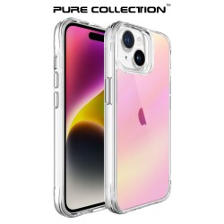 Bix iPhone 15 Pure Rainbow Renk Geçişli Şeffaf Kılıf Çizilmeye Dayanıklı Darbe Emici Pembe