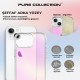 Bix iPhone 15 Pure Rainbow Renk Geçişli Şeffaf Kılıf Çizilmeye Dayanıklı Darbe Emici Pembe