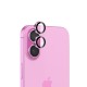 Bix iPhone 16 / 16 Plus Lens Koruyucu Kamera Lensi 9H Gerçek Cam Crystal AR+AF Pembe