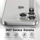 Bix iPhone 16 / 16 Plus Safir Lens Koruyucu 3D Kamera Camı 9H Premium Lens Kapağı Pembe