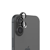 Bix iPhone 16 / 16 Plus Safir Lens Koruyucu 3D Kamera Camı 9H Premium Lens Kapağı Siyah