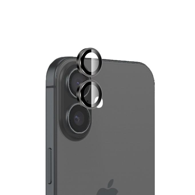 Bix iPhone 16 / 16 Plus Safir Lens Koruyucu 3D Kamera Camı 9H Premium Lens Kapağı Siyah