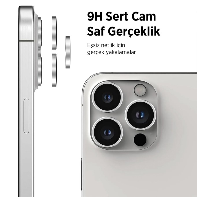 Bix iPhone 16 / 16 Plus Safir Lens Koruyucu 3D Kamera Camı 9H Premium Lens Kapağı Siyah