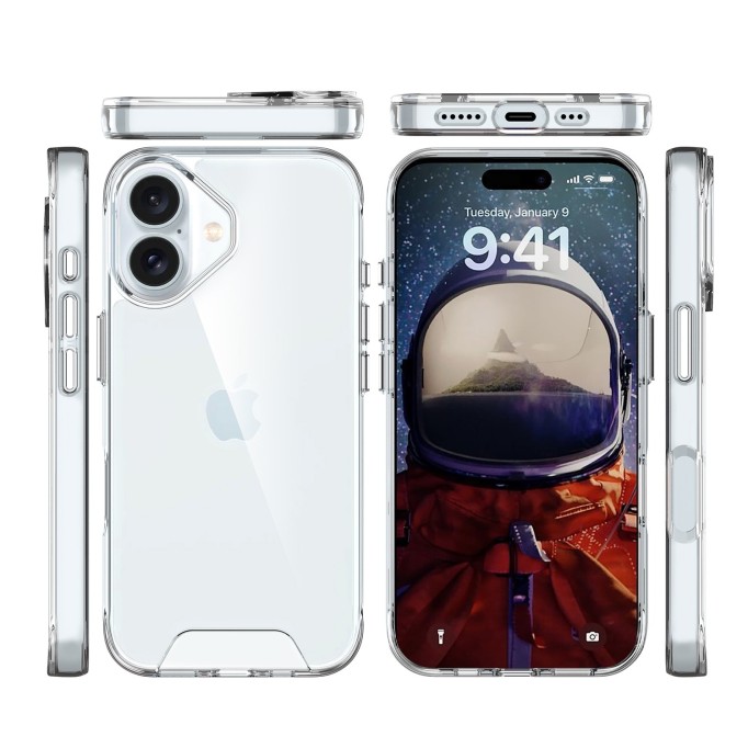 Bix iPhone 16 Plus Nebula Aqua Transparan Ultra Şeffaf Kılıf Çizilmeye Dayanıklı Tam Kapsamlı Koruma