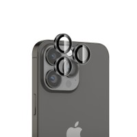 Bix iPhone 16 Pro / 16 Pro Max Lens Koruyucu Kamera Lensi 9H Gerçek Cam Crystal AR+AF Uzay Siyahı