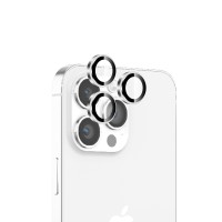 Bix iPhone 16 Pro / 16 Pro Max Safir Lens Koruyucu 3D Kamera Camı 9H Premium Lens Kapağı Beyaz Titanyum