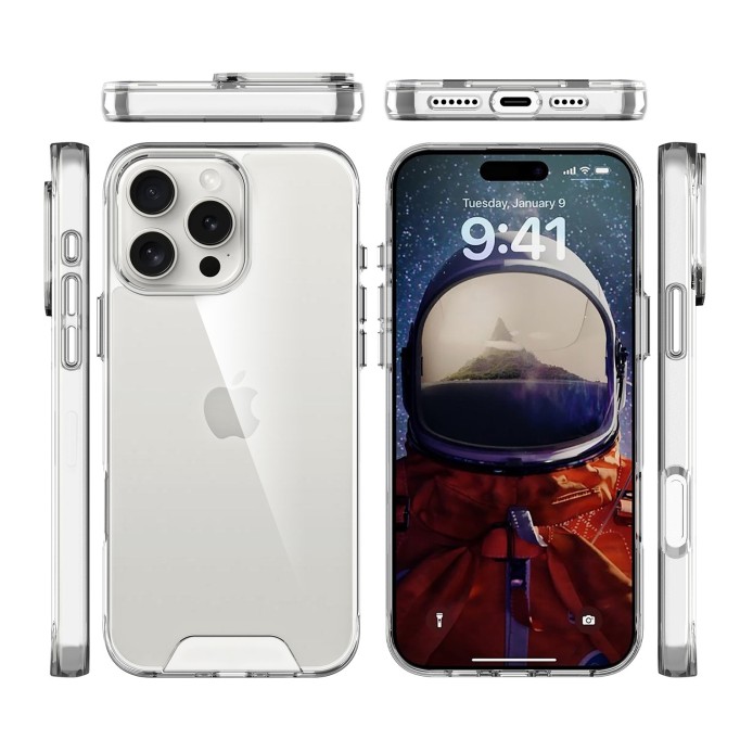 Bix iPhone 16 Pro Max Nebula Aqua Transparan Ultra Şeffaf Kılıf Çizilmeye Dayanıklı Tam Kapsamlı Koruma