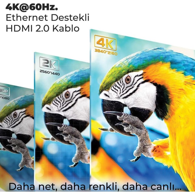 Bix 4K@60Hz 18 Gbps Veri Aktarım Destekli HDMI 2.0 Kablo 2 Metre