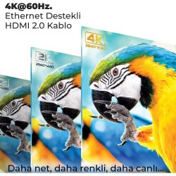 Bix 4K@60Hz 18 Gbps Veri Aktarım Destekli HDMI 2.0 Kablo 3 Metre Bix 4K@60Hz 18 Gbps Veri Aktarım Destekli HDMI 2.0 Kablo 3 Metre