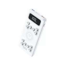 Beyaz Bix PB103 10000 mAh Vantuzlu Kablosuz LED Göstergeli QC Destekli Powerbank Beyaz