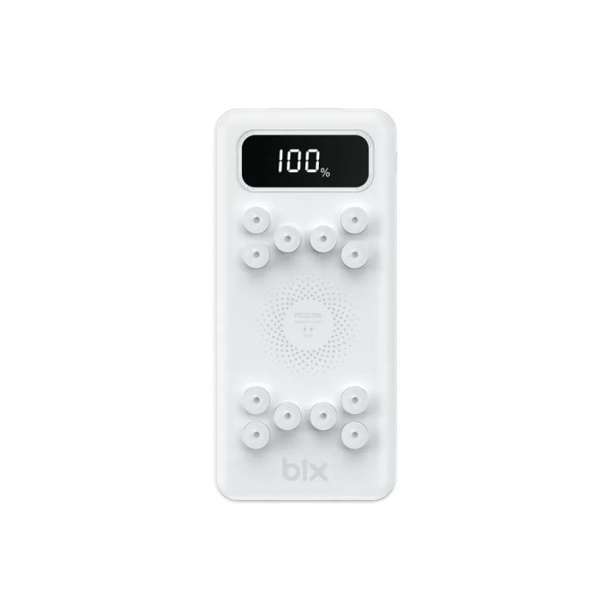 Bix PB103 10000 mAh Vantuzlu Kablosuz LED Göstergeli QC Destekli Powerbank Beyaz